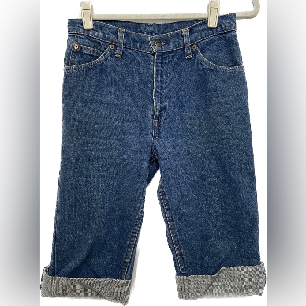 VINTAGE LEVIS DENIM ORANGE TAB SF 207 BERMUDA CAPRI ROLLED CUFF SHORT PANT